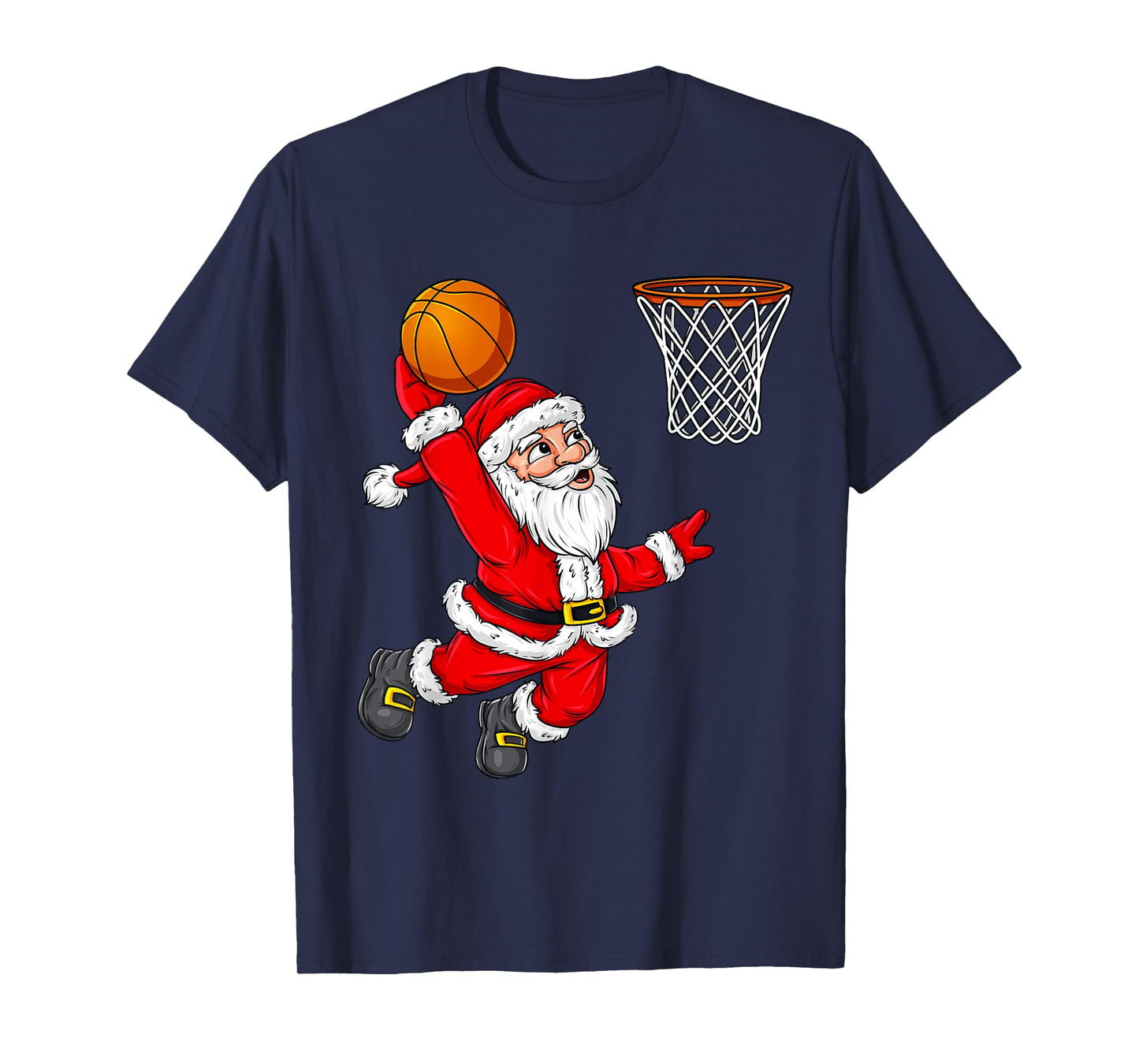 Christmas Santa Claus Dunking A Basketball Funny Xmas T-Shirt