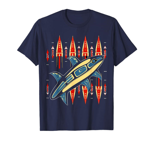 Orca Fish in Salish Coast Native American Art Style T-Shirt