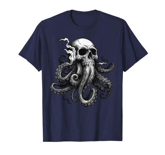 Cthulhu Kraken Skull Octopus Graphic Nautical Sea Monster T-Shirt