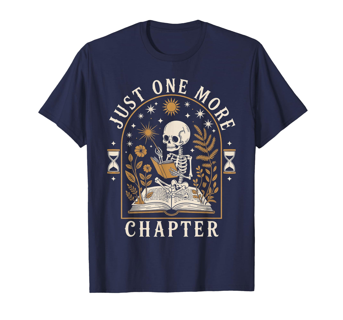Just One More Chapter Vintage Skeleton Reading Book Reader T-Shirt