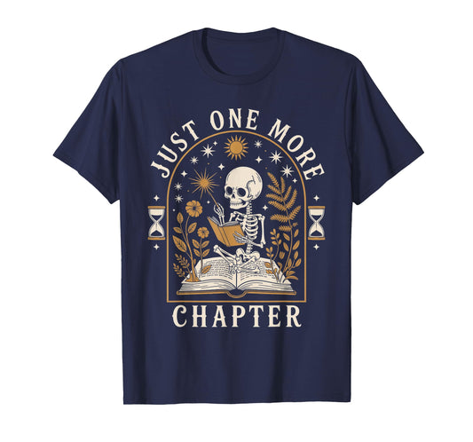 Just One More Chapter Vintage Skeleton Reading Book Reader T-Shirt