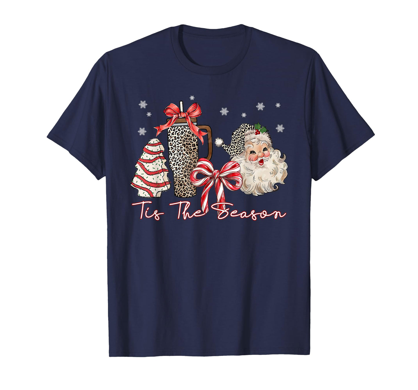 Tis The Season Santa Christmas Coquette Bow Retro Holiday T-Shirt