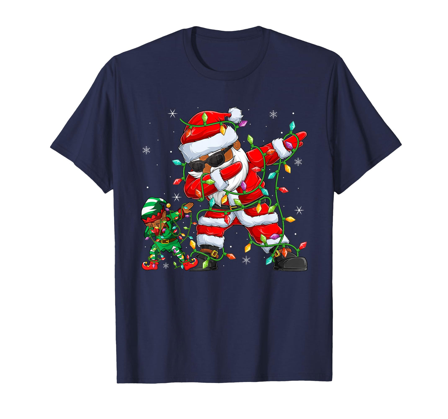 Christmas African American Dabbing Santa Claus Elf Dab Xmas T-Shirt
