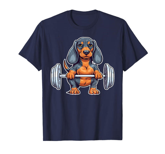 Dachshund Weightlifting Funny Deadlift Men Fitness Gym Gifts T-Shirt