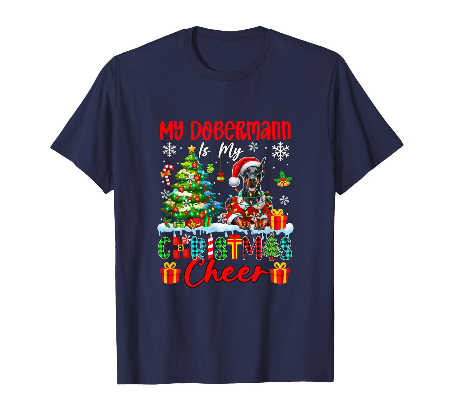 My Dobermann is My Xmas Cheer Funny Santa Dog Owner Kids T-Shirt