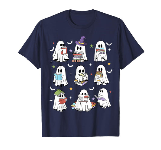 Retro Teacher Halloween Ghost Read More Books Teacher T-Shirt