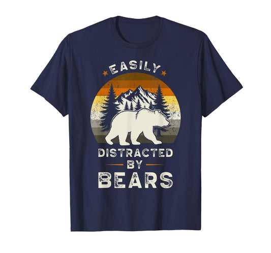 Gay Bear Pride Funny Retro Easily Distracted T-Shirt