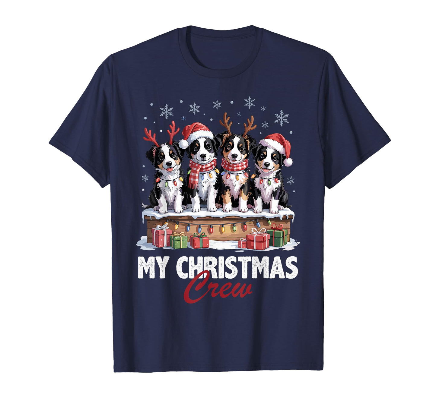 Border Collie Christmas Crew Funny Dog Lovers Holiday Pajama T-Shirt