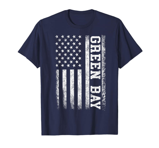 Green Bay US Flag Men Women Vintage T-Shirt