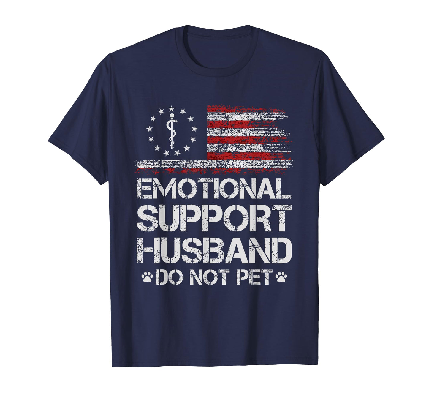 Emotional Support Husband Do Not Pet - Vintage American Flag T-Shirt