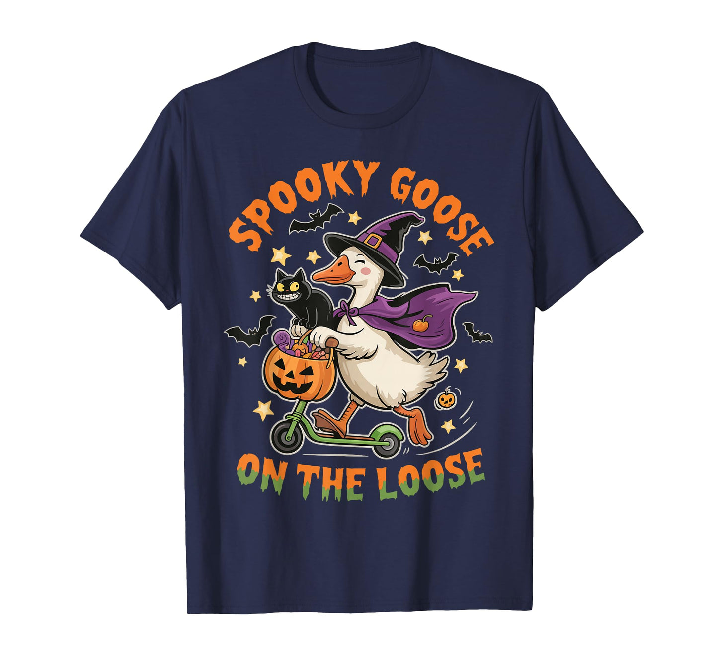 Spooky Goose On The Loose Funny Halloween Men Women Kids T-Shirt