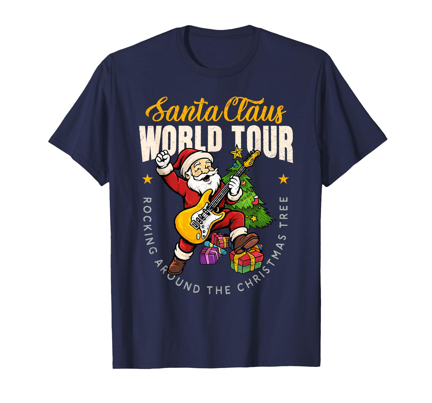 Santa Claus World Tour Rocking Around The Christmas Tree T-Shirt