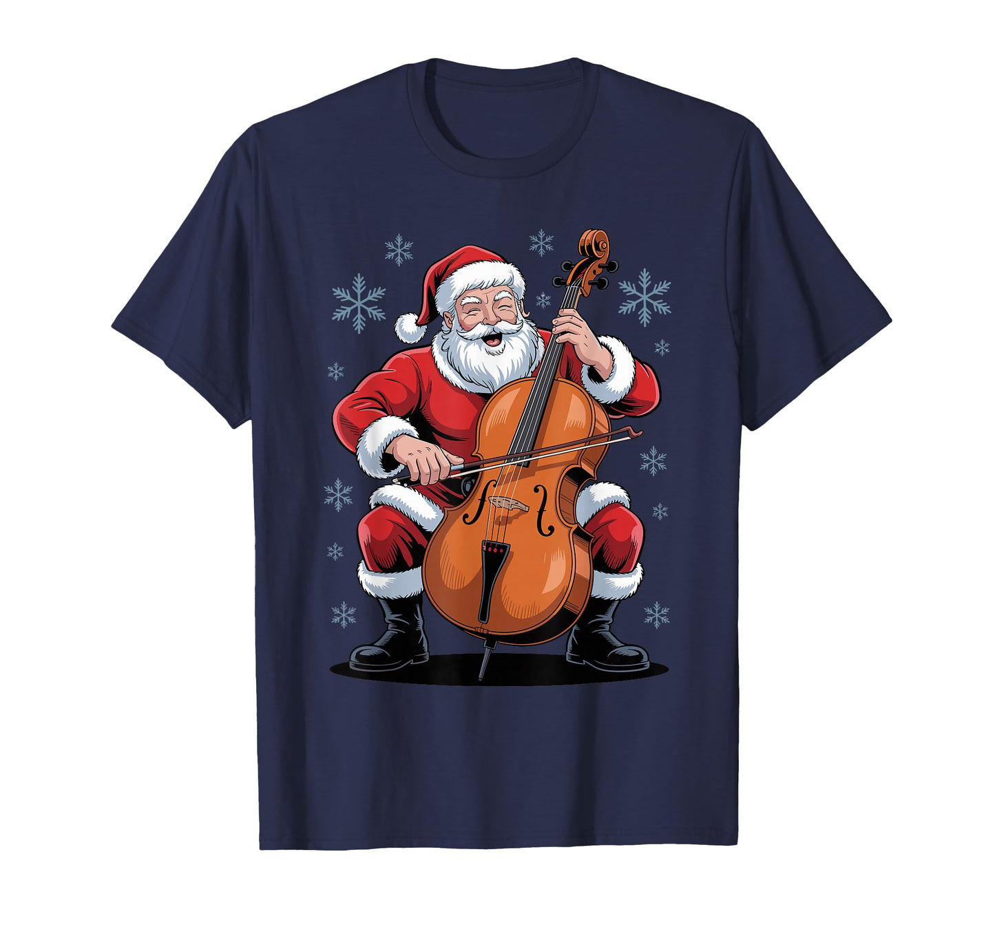 Santa Playing Cello Funny Holiday Chrismas Xmas Pajama T-Shirt