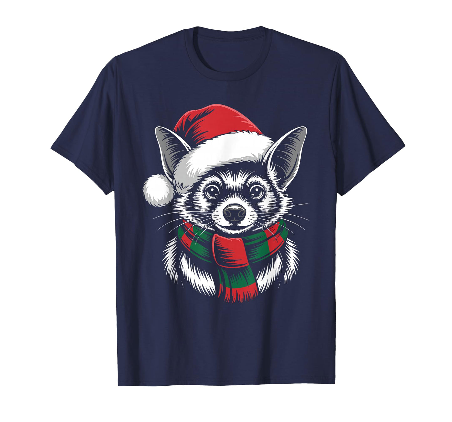 Bat Xmas Santa Hat Scarf Christmas Costume T-Shirt