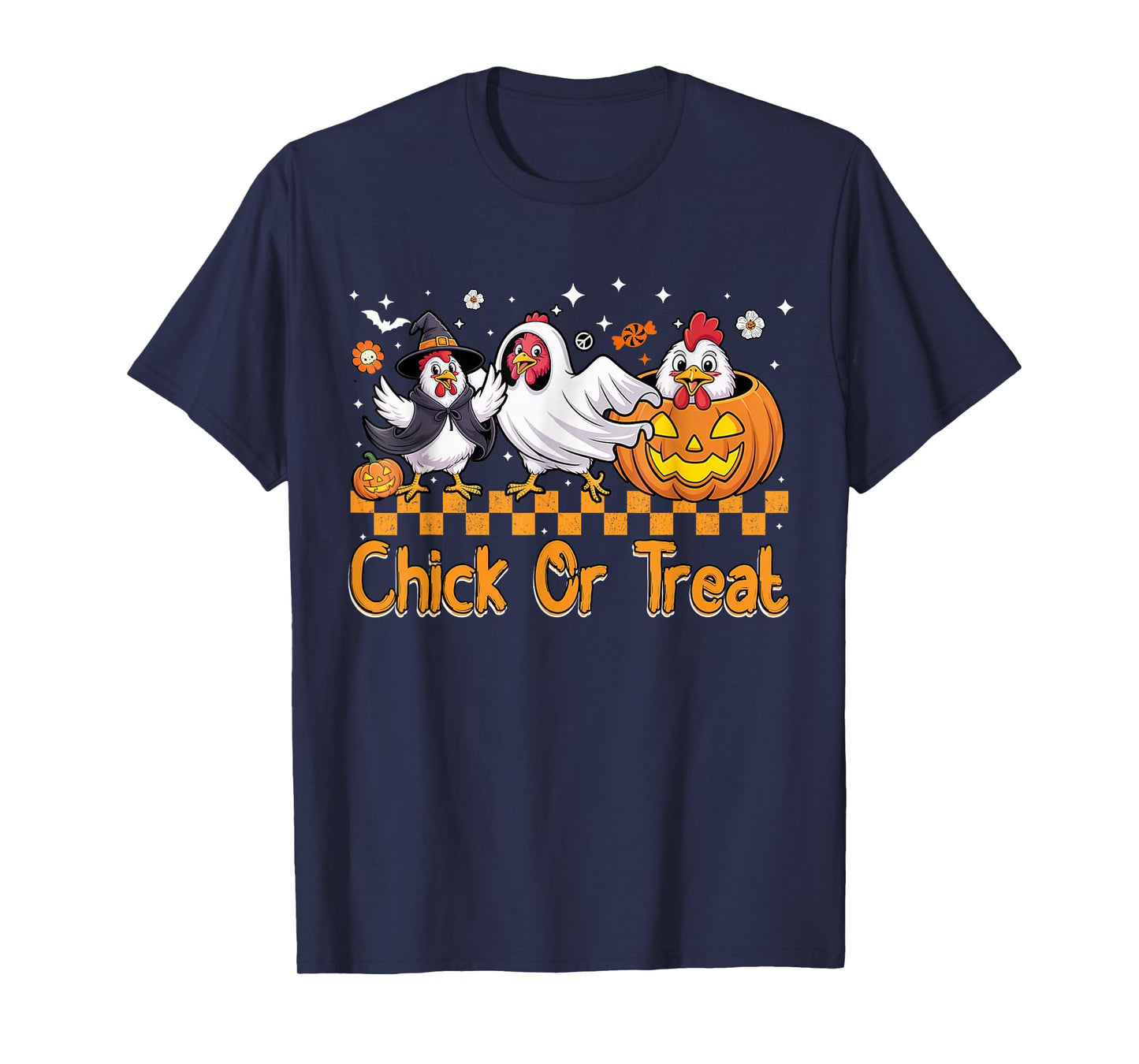 Retro Halloween Chick Or Treat Spooky Chickens Ghost Witch T-Shirt