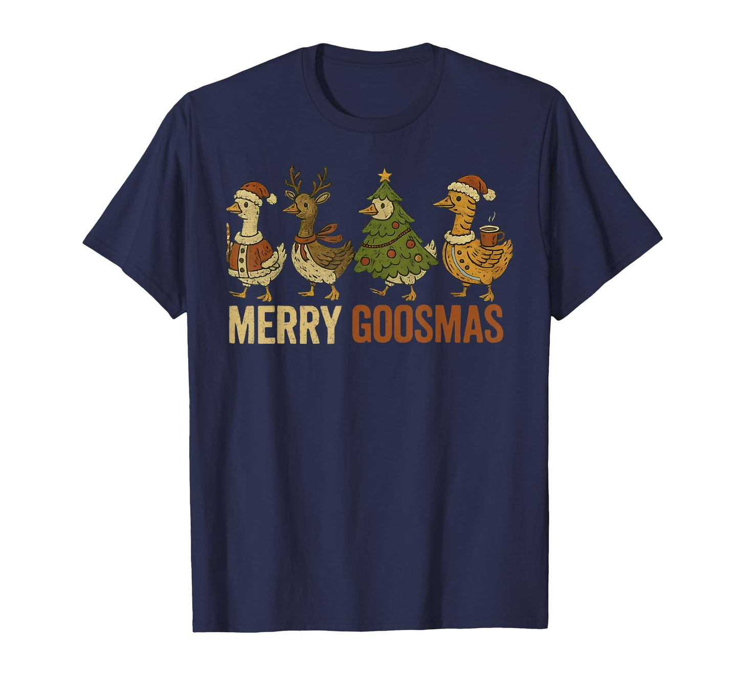 Merry Goosmas Duck Christmas Santa Reindeer Xmas Matching T-Shirt
