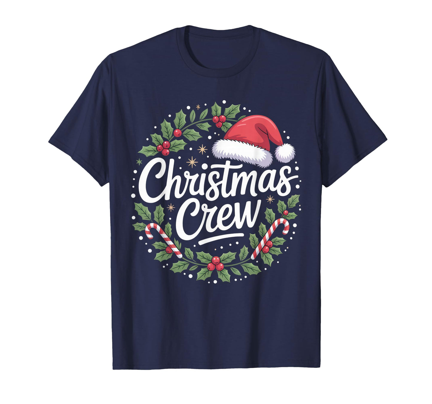 Christmas Crew Family Holiday Cheer Santa Hat Festive Design T-Shirt