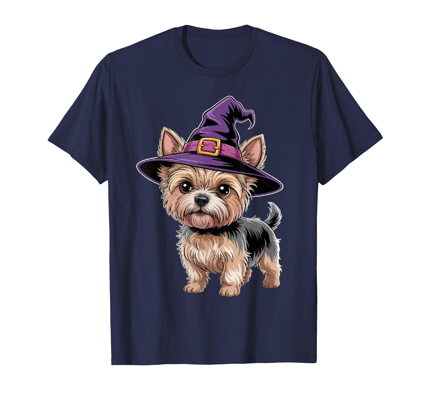 Spooky Yorkie Mom Halloween Party Costume Witch Hat Yorkie T-Shirt