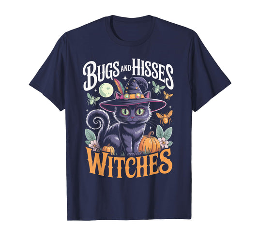 Gothic Cat Magic Flowers Witch Apparel T-Shirt