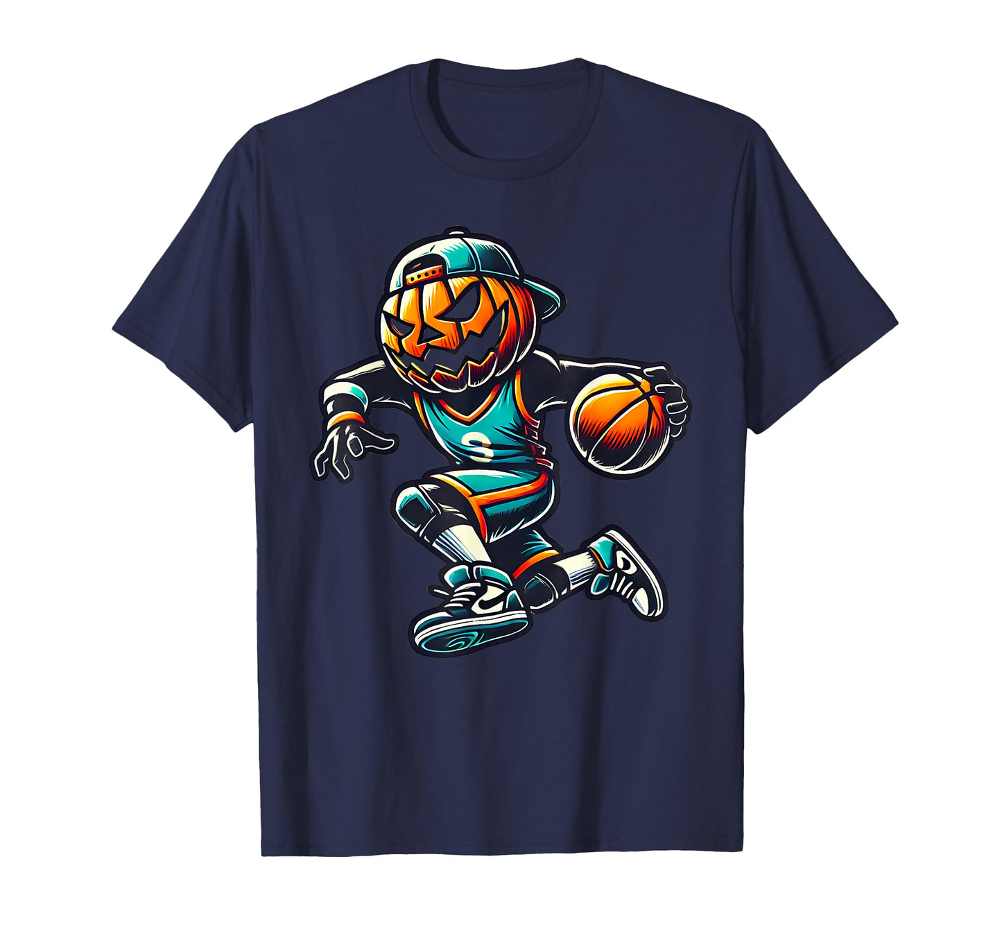 Jack O Lantern Basketball Sport Team Pumpkin Funny Halloween T-Shirt
