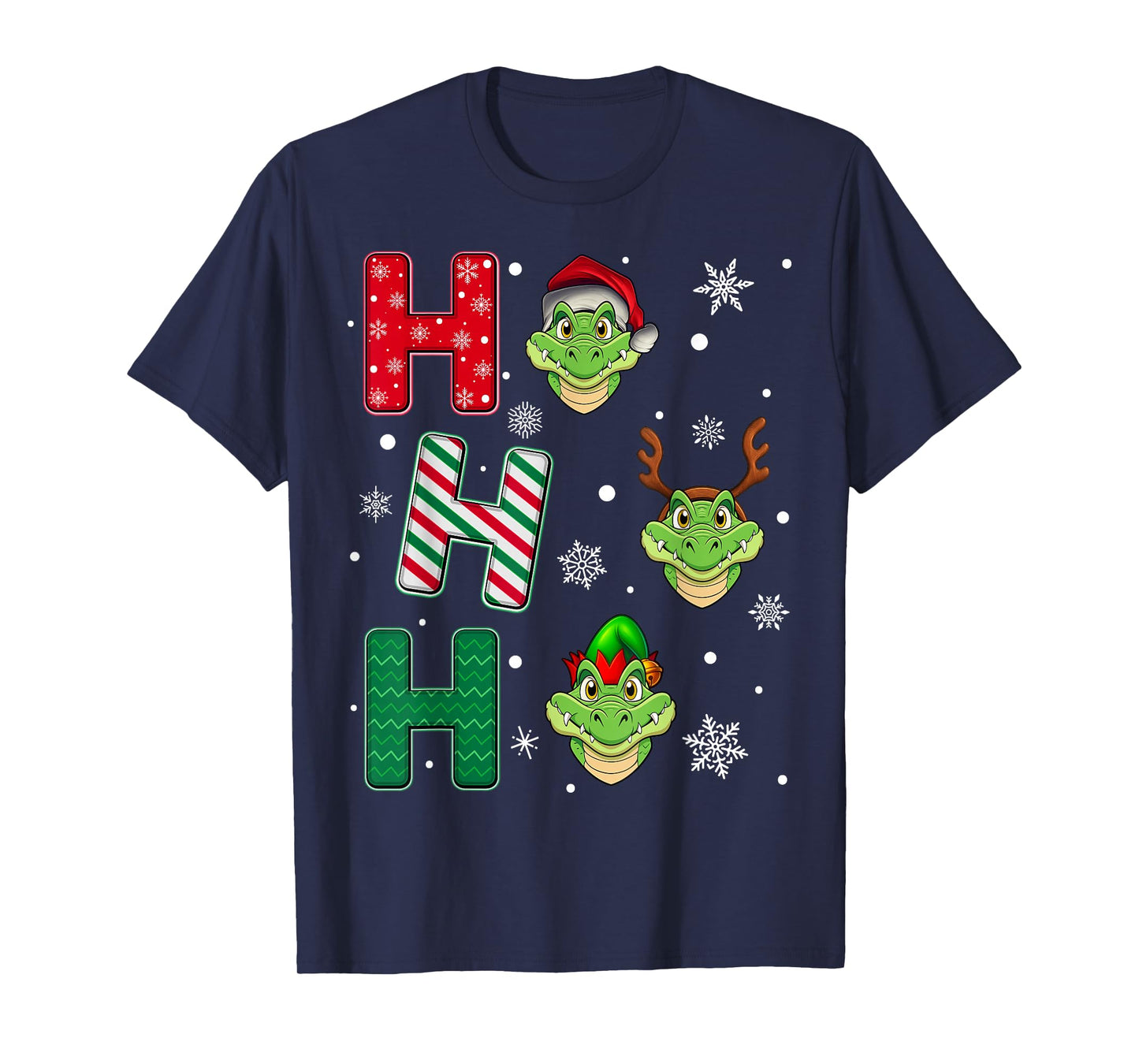 Ho Ho Ho Crocodile Animal Matching Santa Elf Xmas T-Shirt