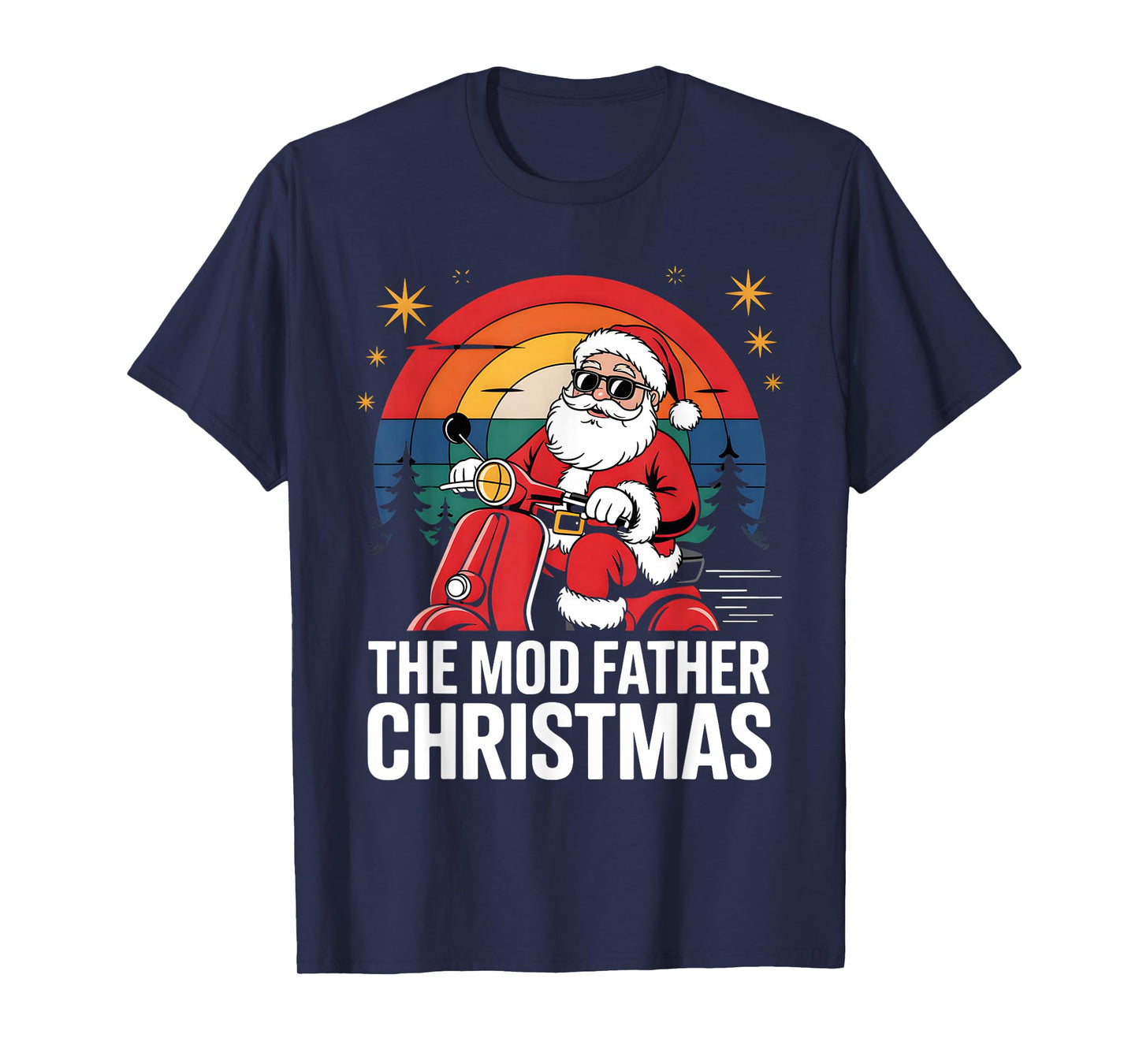 Funny Santa On Motorbike for Mods The Mod Father Christmas T-Shirt