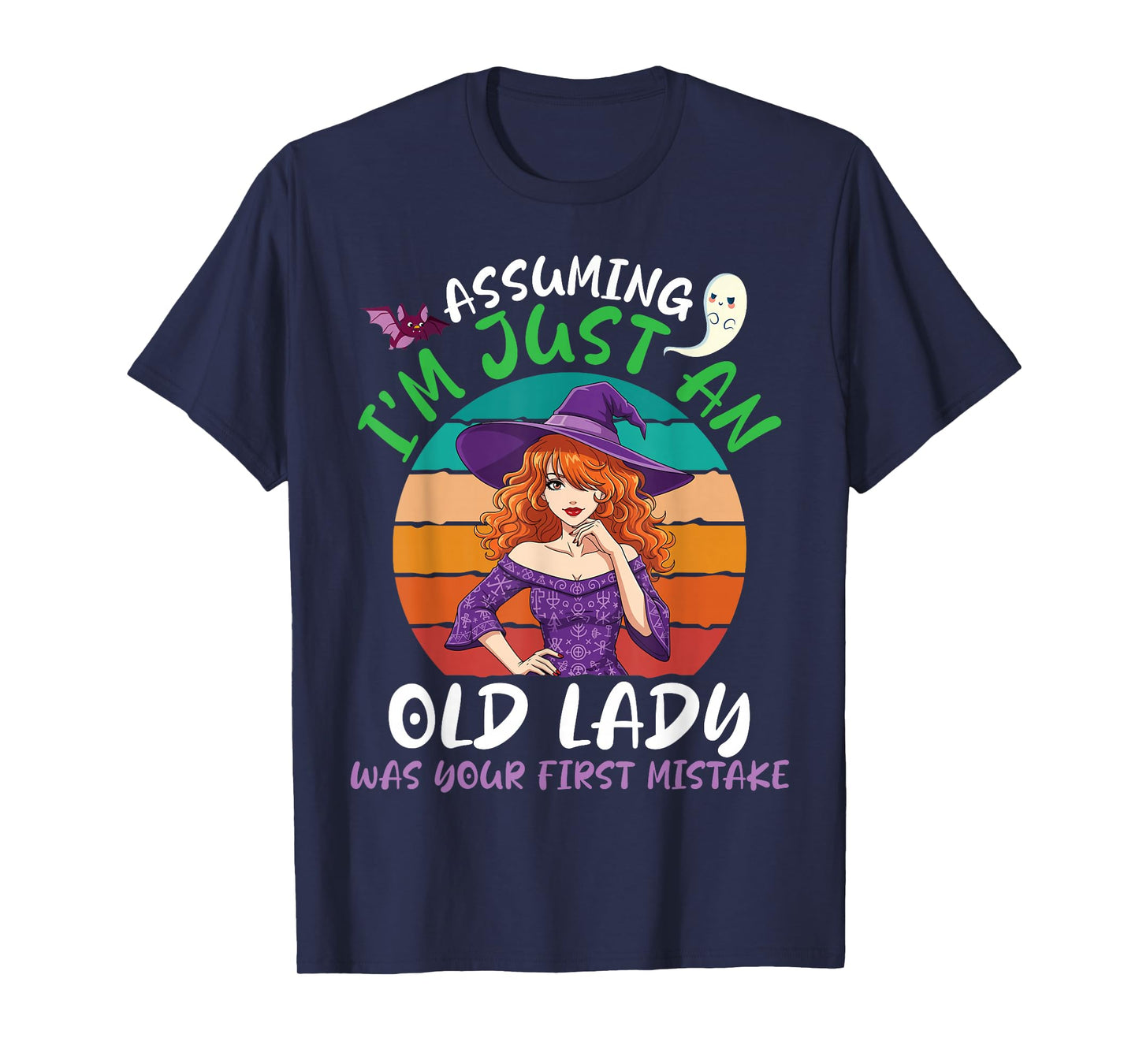 Assuming I'm Just an Old Lady Witch Halloween Vintage Funny T-Shirt