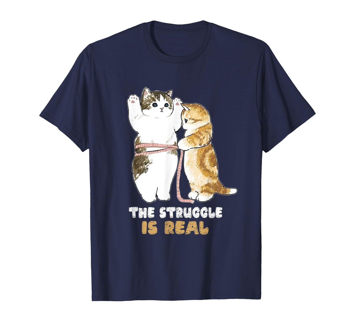 Cats The Struggle is Real Gym Fitness Funny Cat Training T-Shirt for Men Women