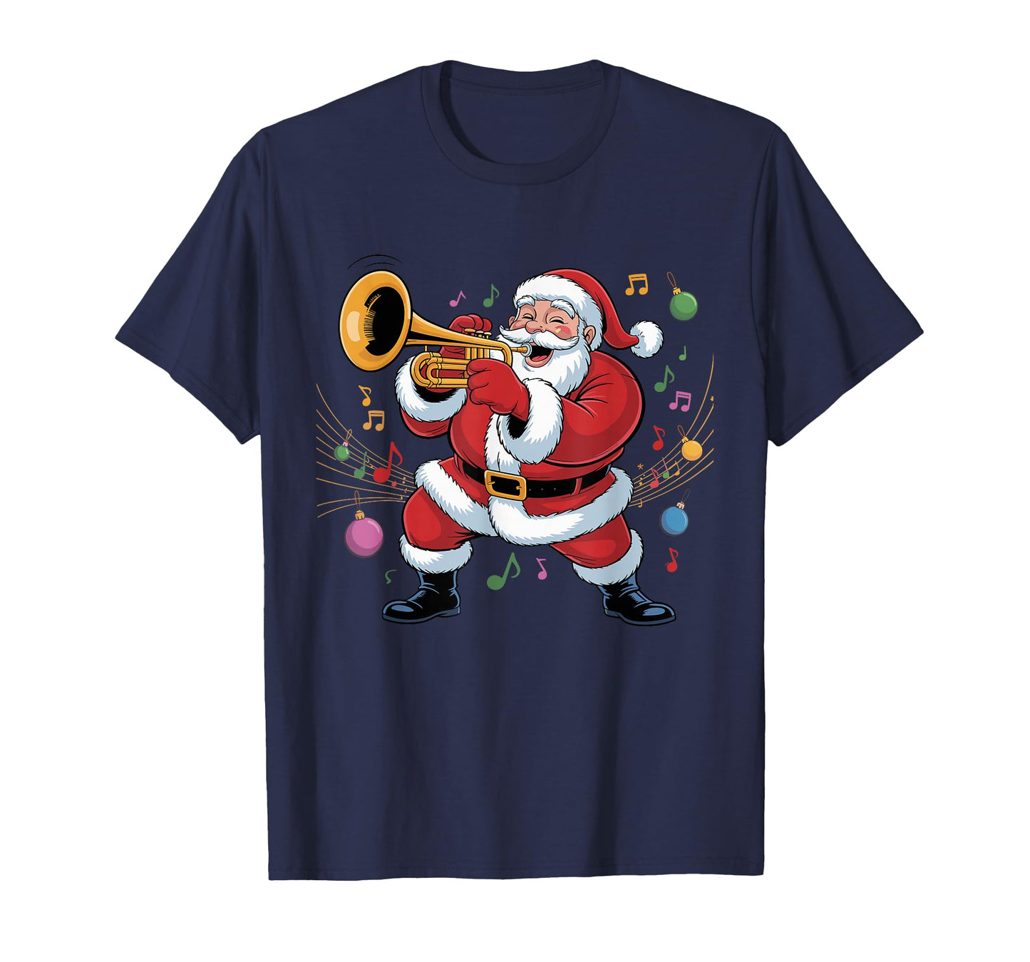 Santa Playing Trumpet Funny Holiday Chrismas Xmas Pajama T-Shirt