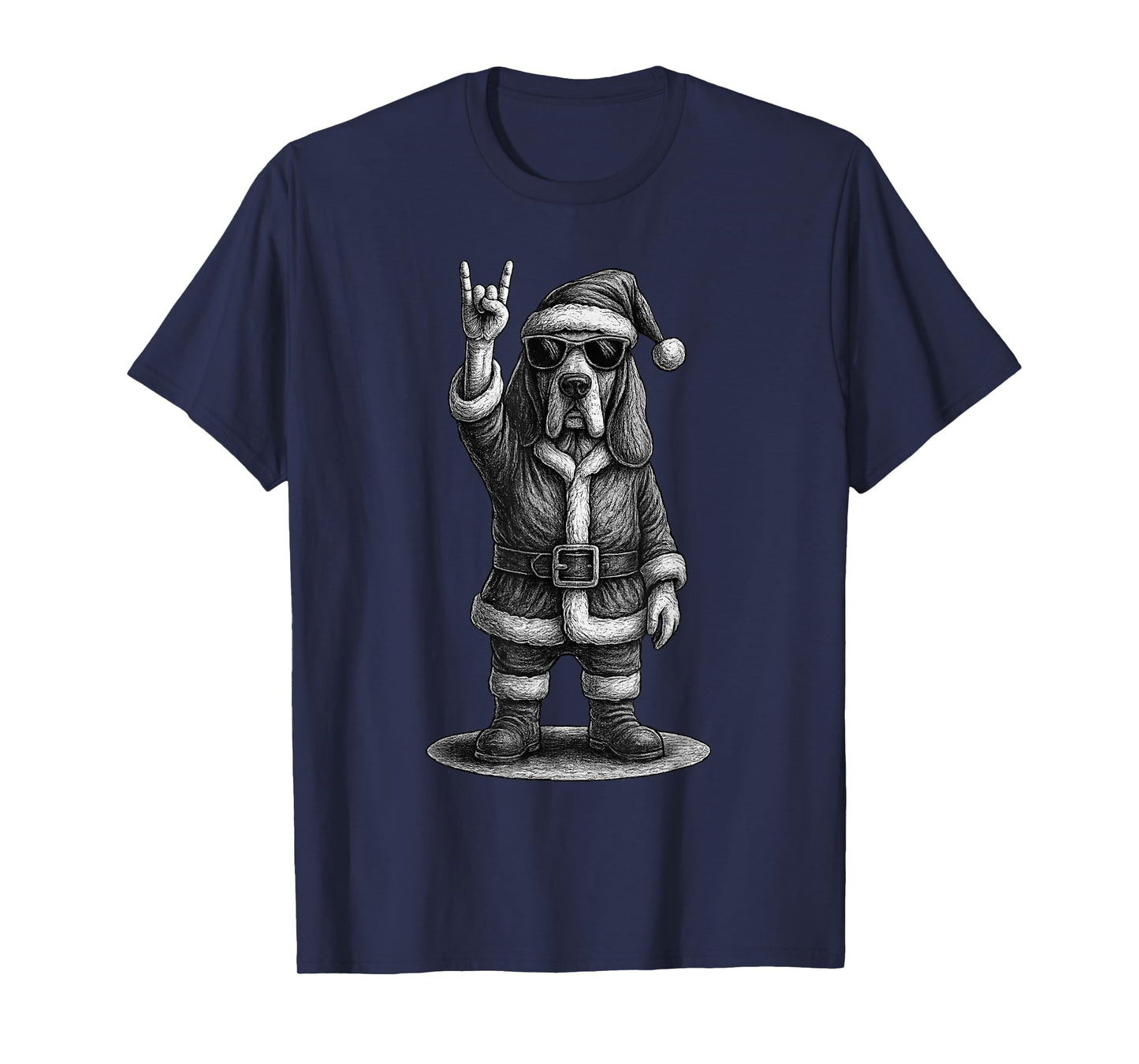 Basset Hound Rock Music Christmas Dog Lover T-Shirt
