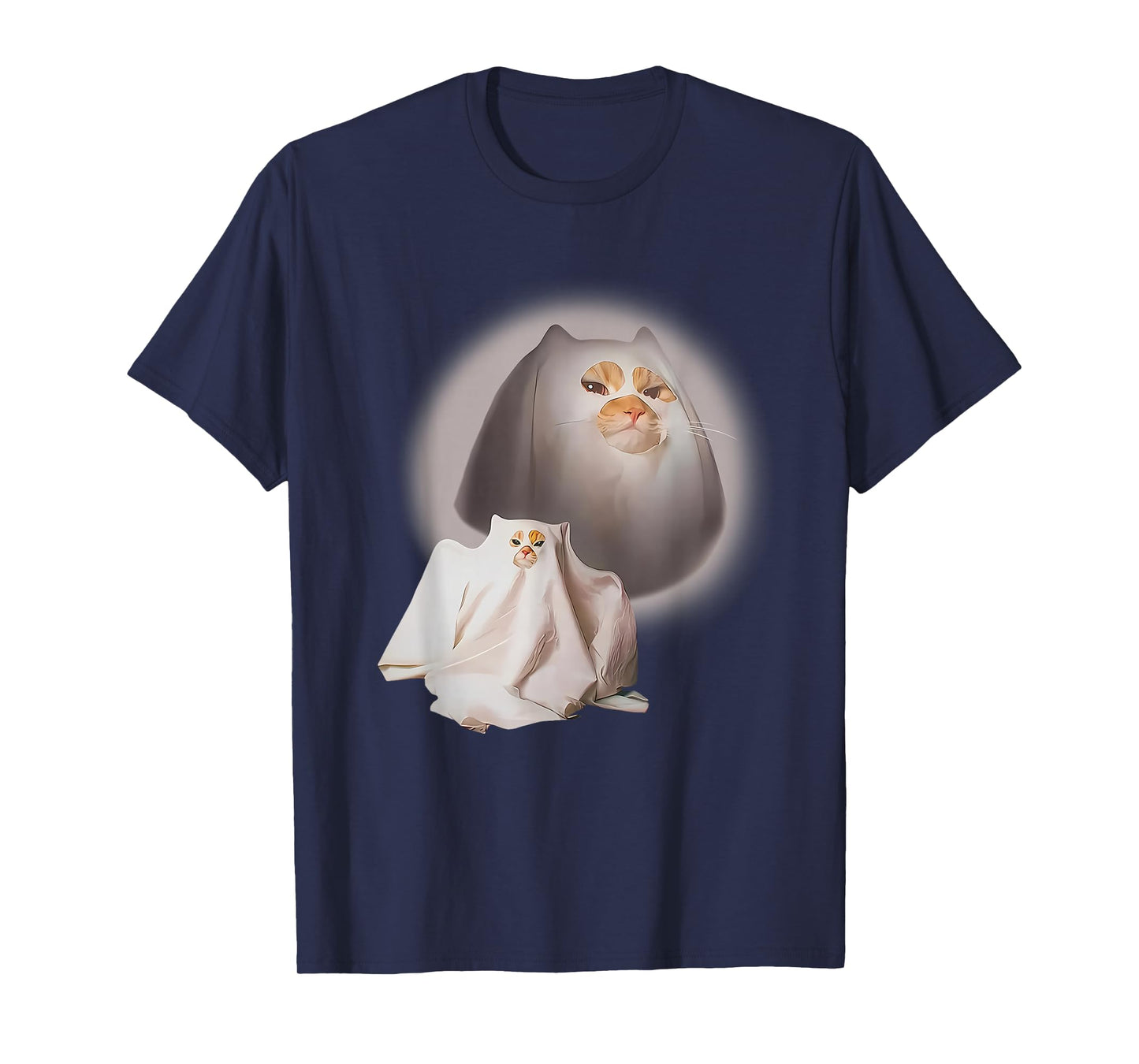 Ghost Cat Meme Funny Halloween Men Women Kids T-Shirt