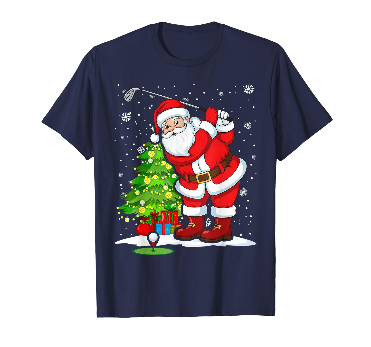 Golf Christmas Men Club Playing Santa Claus T-Shirt