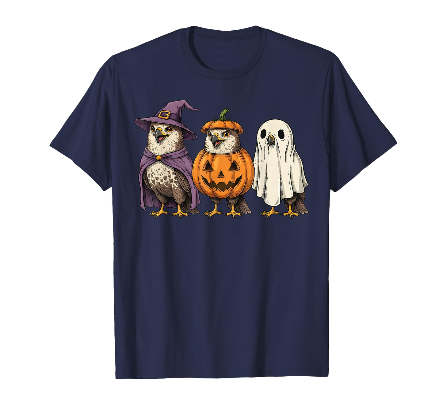 Spooky Ghost Hawk Lover Pumpkin Halloween T-Shirt