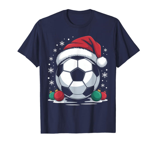 Festive Soccer Fan Joy Santa Hat Ornament Holiday Season T-Shirt