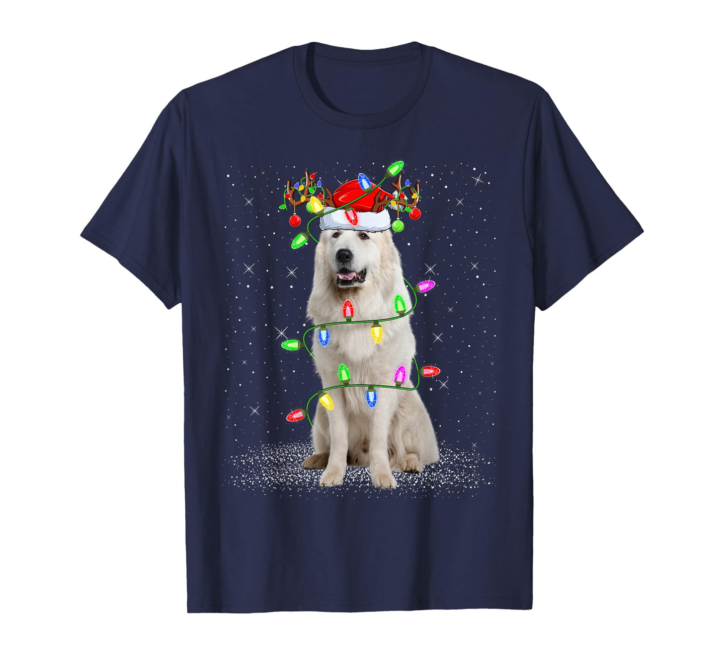 Great Pyrenees Dog Xmas Lights Santa Pet Dog Lover Christmas T-Shirt