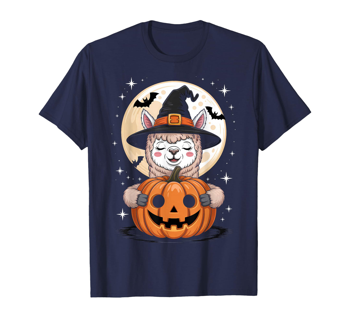 Halloween Alpaca Witch Hat Pumpkin Spooky T-Shirt