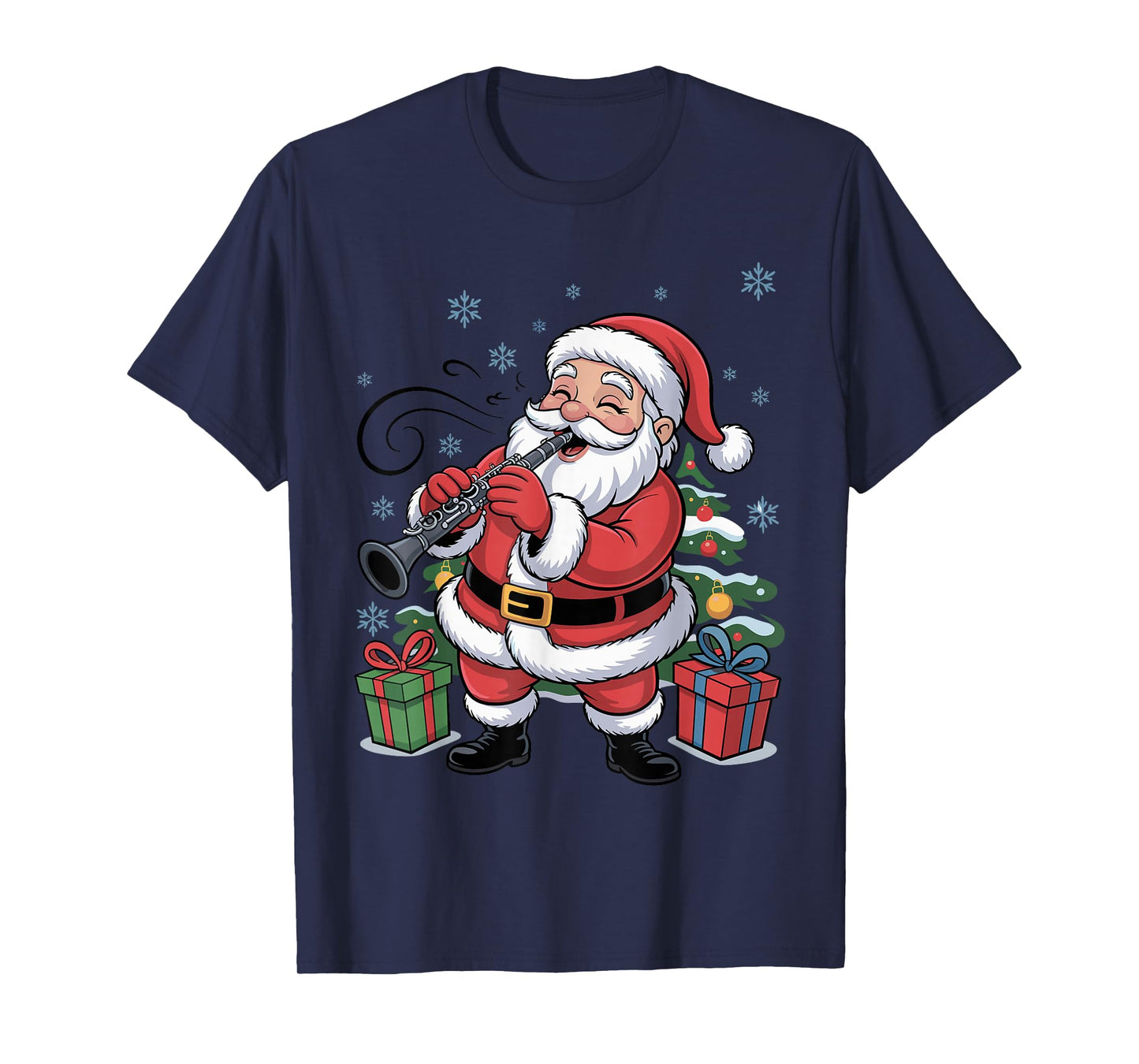 Funny Santa Playing Clarinet Holiday Chrismas Xmas Pajama T-Shirt