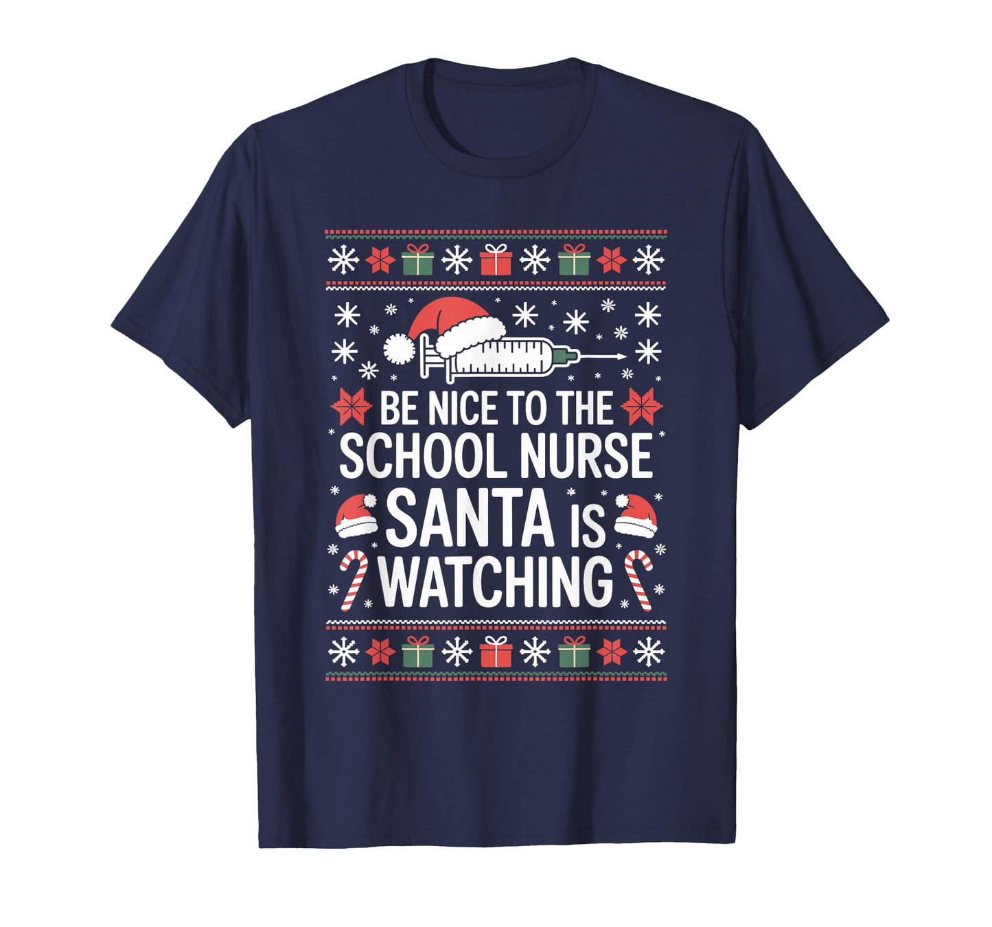 Funny School Nurse Ugly Christmas Sweater Nursing Humor Xmas T-Shirt