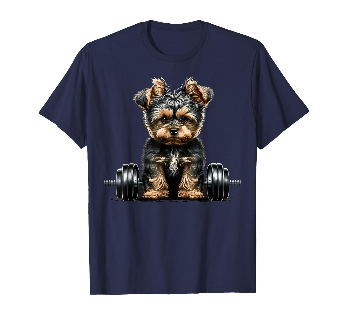 Yorkie Weightlifting Dog Funny Fitness Gym Yorkshire Terrier Men Women Kids T-Shirt