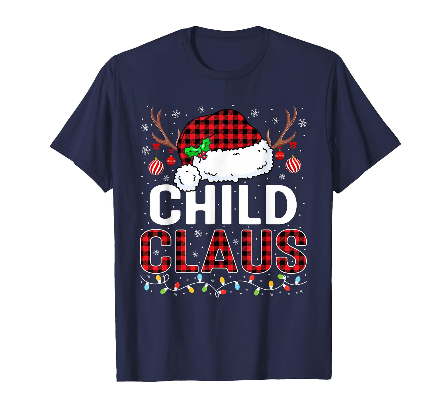 Christmas Lights Child Claus Family Matching Xmas Pajama T-Shirt