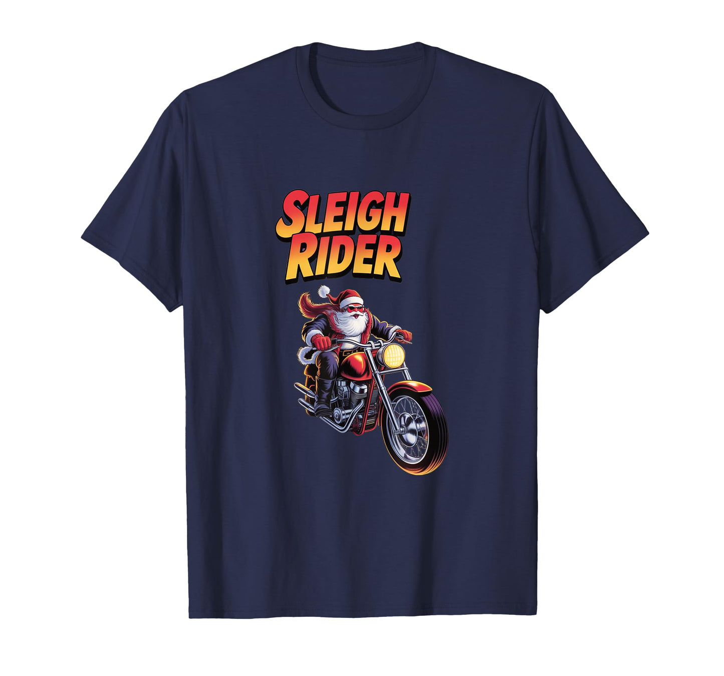 Sleigh Rider Santa Claus Motorcycle Funny Holiday Biker T-Shirt