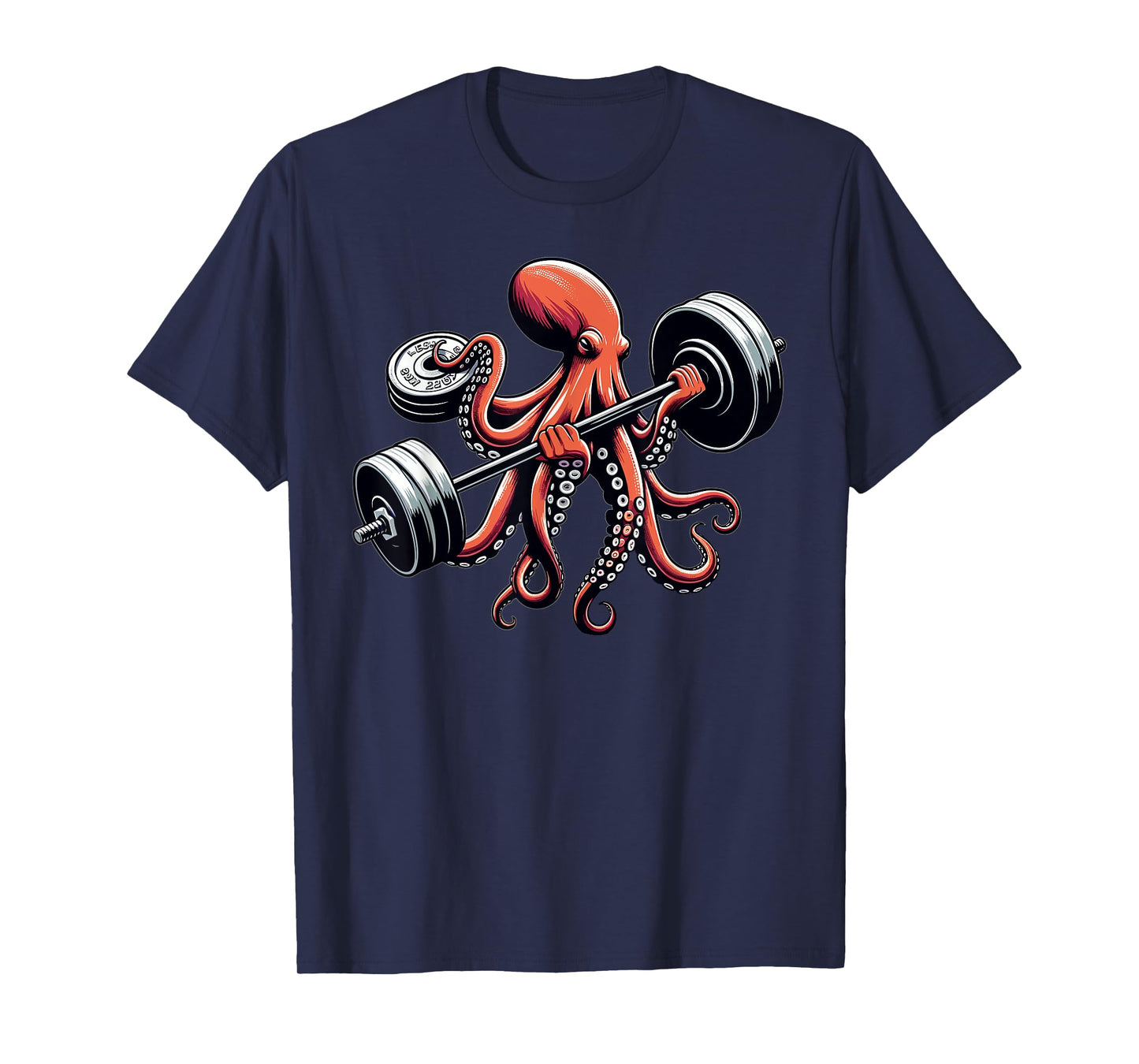 Octopus Weight Lifting Barbell Fitness Gym Workout T-Shirt