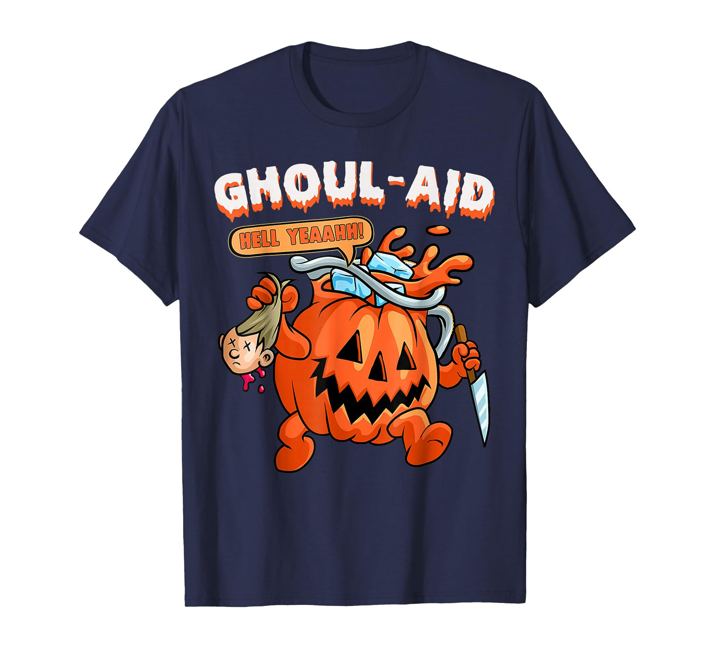 Retro Halloween Ghoul Aid Funny Killer Pumpkin Horror T-Shirt