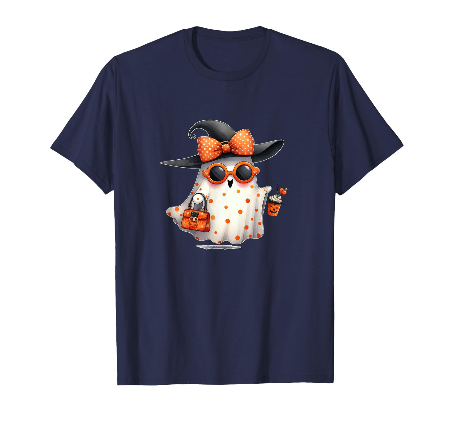 Groovy Bow Ghost | Spooky Cute Witch & Latte T-Shirt