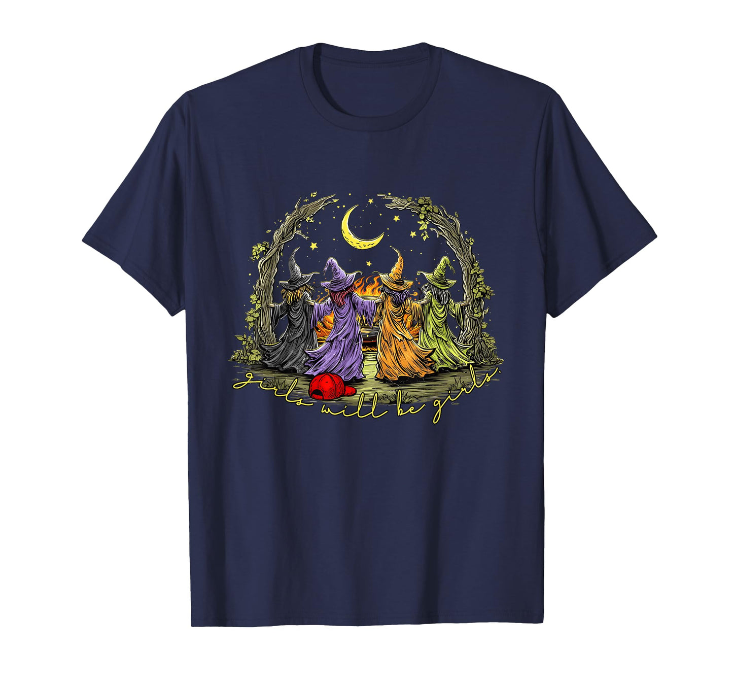 Girl Will Be Girls Anti Trump Women Feminist Halloween Witch T-Shirt