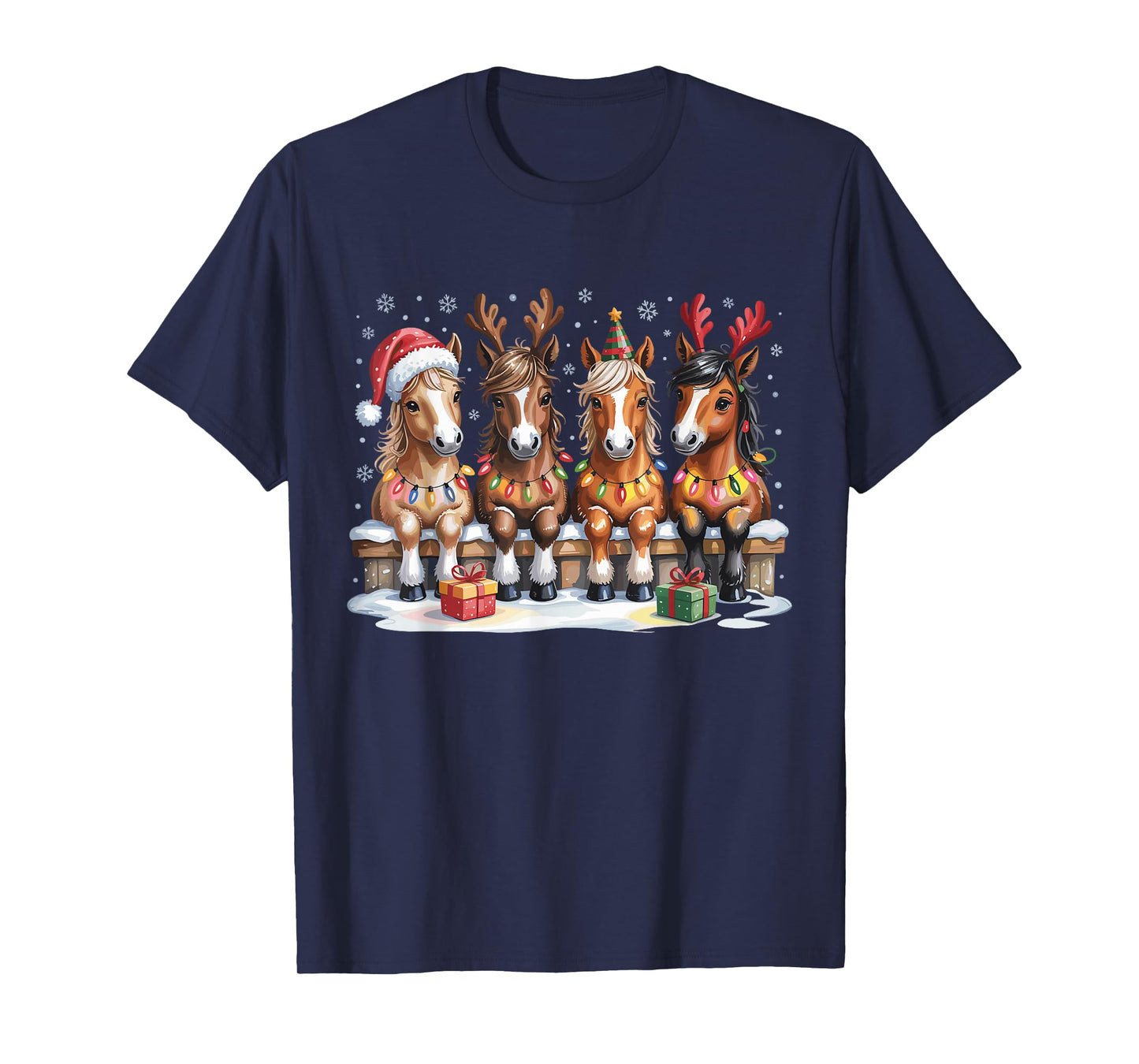 Cute Horse Christmas Farm Animal Funny Holiday Pajamas T-Shirt