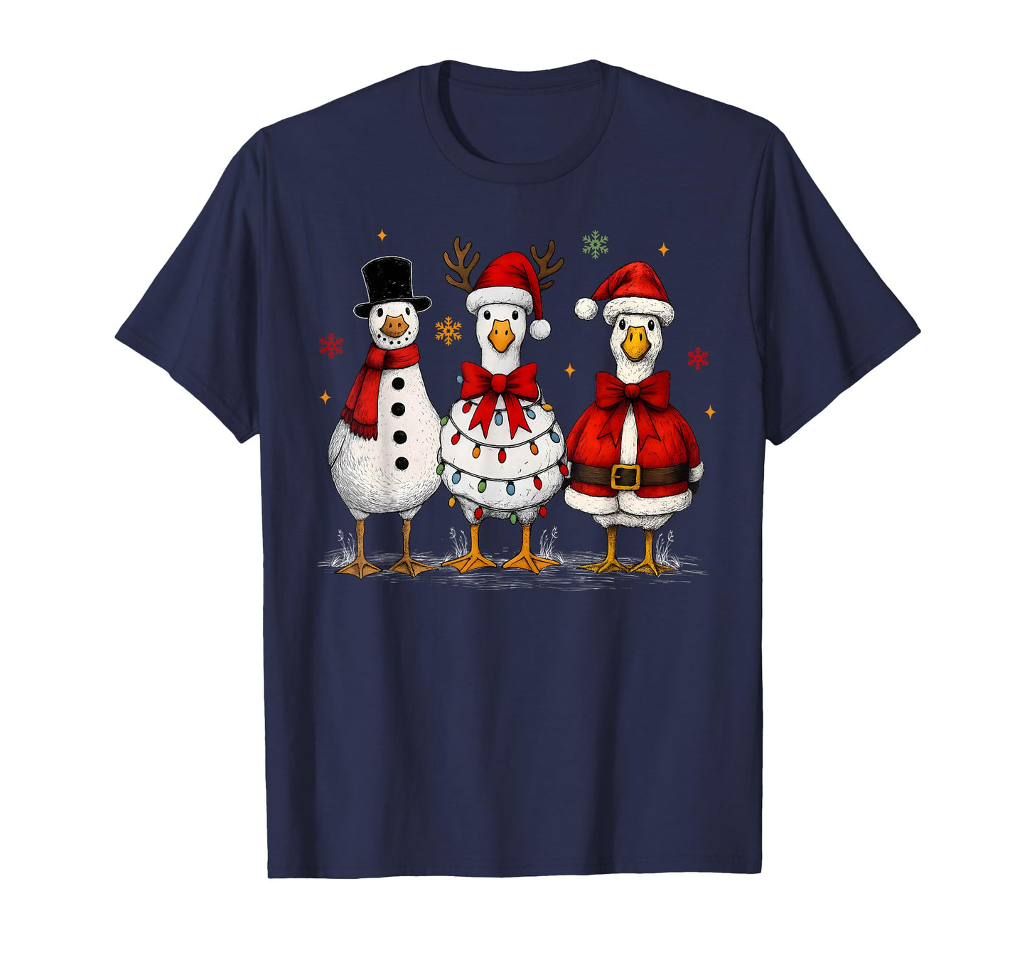 Funny Goose Santa Squad Merry Christmas Xmas Pajamas Holiday T-Shirt