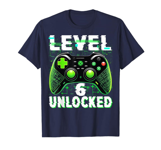 Level 6 Unlocked Shirt Funny Video Gamer Geek 6th Birthday T-Shirt