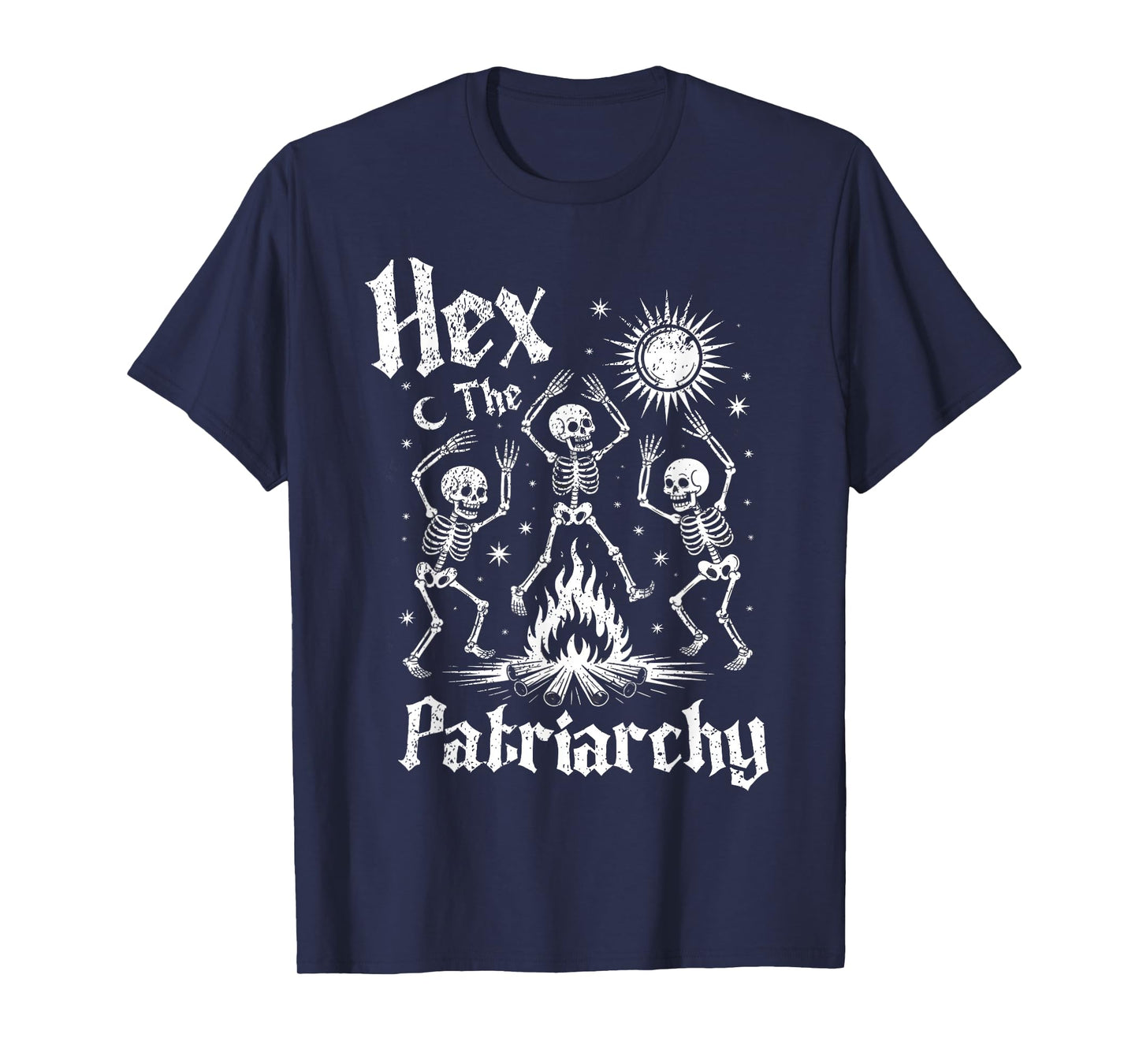 Hex The Patriarchy Halloween Skeleton Occult Feminist Witch T-Shirt