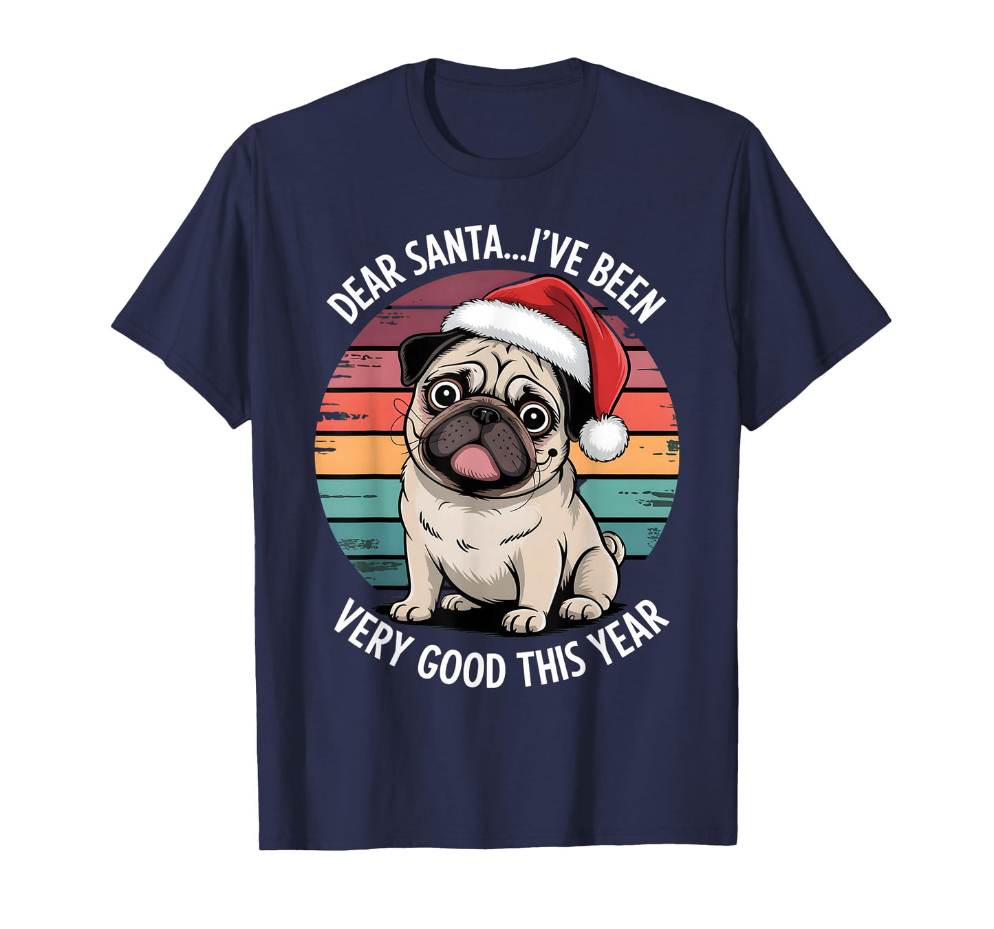 Funny Father Christmas Xmas Dog Pug Party Costume T-Shirt